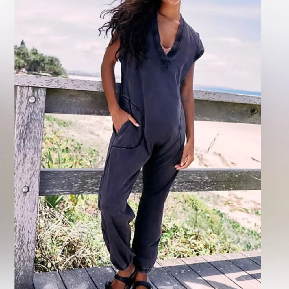 FP Movement by Free People Charcoal Gray Jumpsuit